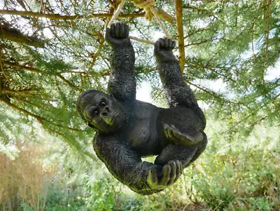 Buy Climbing Gorilla Tree Hanging Garden Ornament Statue Sculpture Resin Decoration • 26.64£