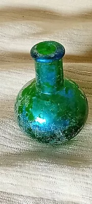 Buy Iridescant Small Green Bottle/Vase, Rounded Bottom 2.5 Inch • 3£