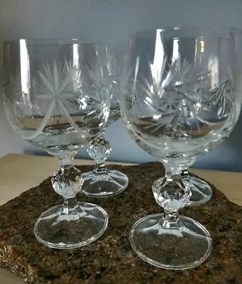 Buy 4 Bohemian Cut Crystal Czechoslovakia Wine Glasses Pinwheel Star Gorgeous • 33.21£
