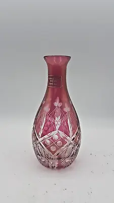 Buy Laura Ashley Bohemian Glass Bottle Vase, Cranberry Cut To Clear Glass. Hand Made • 27.75£