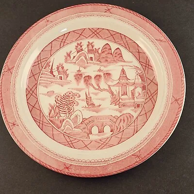 Buy Woods Ware CANTON Pink Luncheon Plate 9  By Wood And Sons England Willow Scene • 28.77£