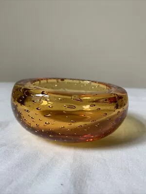 Buy Whitefriars Glass Geoffrey Baxter Controlled Bubble Trinket Dish 9099 Amber 10cm • 9£