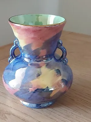 Buy Vintage Maling Pottery Baluster Vase Storm Lustreware Blue Green Pink Gilded • 54£
