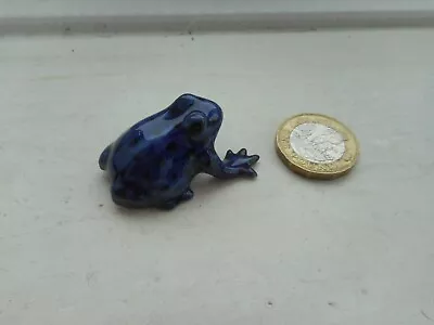 Buy Frog - Beautiful - Detailed  Miniature  Pottery Deep Blue Chunky  Frog • 4.40£