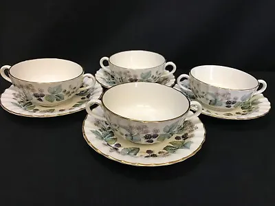 Buy Royal Worcester  LAVINIA  England ~ Set Of 4 - Cream Soup / Cups & Saucers • 564.57£