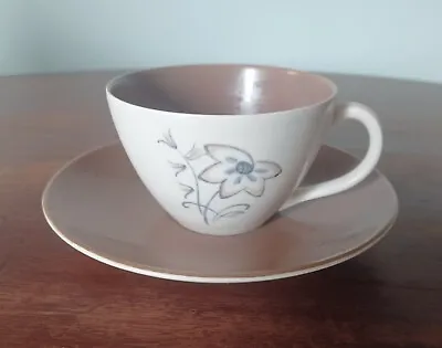 Buy Poole Pottery Twintone Chocolate Brown & Mushroom Floral Pattern Cup & Saucer  • 3.99£