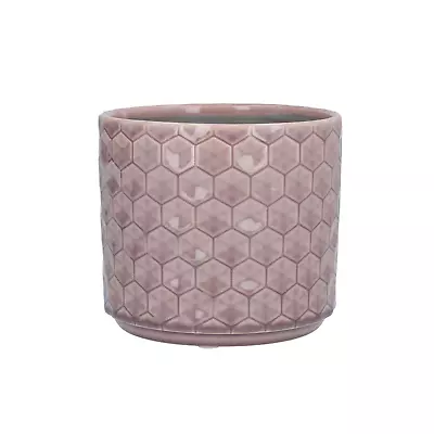 Buy Gisela Graham Dusky Pink Honeycomb Geometric Design Plant Pot - Small • 11.99£