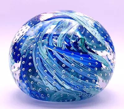 Buy Whitefriars Patt.No 9851 Blue And Green Glass Bubbles Paperweight R. Annenberg • 45£