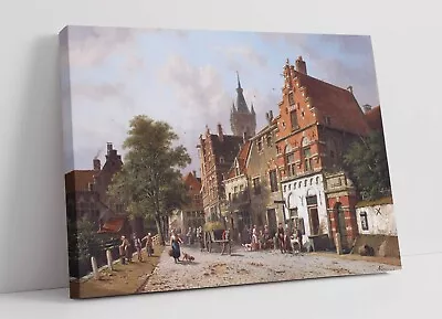 Buy Adrianus Eversen, A View In Delft -canvas Wall Art Artwork Print • 64.99£