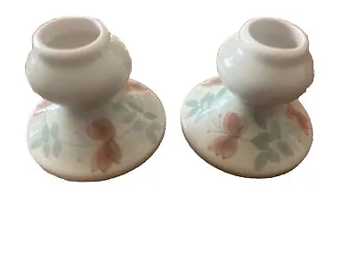 Buy Jersey Pottery Pair Of Candle Holders With Floral Butterfly Design Vintage Green • 8.95£