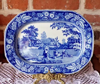Buy Decorative Antique Blue & White Transfer Ware Small Platter Picnic 27.5 Cm L@@K • 35£