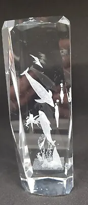 Buy Lovely Heavy Clear Etched Glass Rectangular Paperweight Marine Themed Free P&p • 17.95£