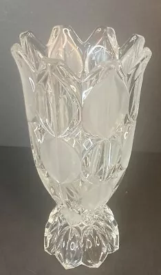 Buy Bohemian Czech Crystal Vase Frosted & Clear Petal Edge & Design 10  • 26.98£