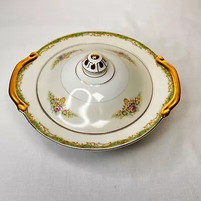 Buy Vintage Pre-Noritake Round Covered Serving Bowl With Lid & Gold Accents • 19.17£