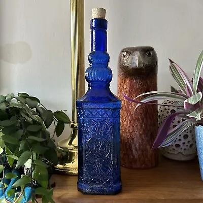 Buy Tall Decorative Blue Glass Bottle - Candle Stick Holder? - 30cm • 4.99£