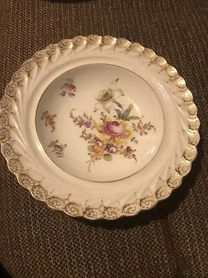 Buy Old Dresden China Porcelain Bowl Dish Hand Decorated Floral Daffodil Circa 1890s • 10£