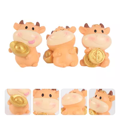 Buy Cow Miniature Figurines Resin Animal Ornaments Feng Shui Decoration • 11.65£