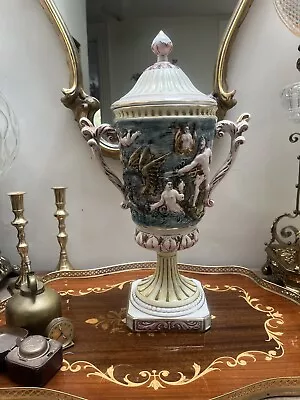 Buy Large Capodimonte Urn Vase, Double Handled, • 150.74£