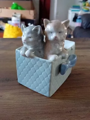 Buy NAO By Lladro- PURR-FECT GIFT  Two Cats (Kittens) In A Gift Basket1988-Excellent • 5.99£