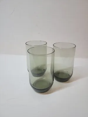 Buy Set Of 3 Vintage Retro Holmegaard Styled Smoke Green Glasses 1970s. • 15£