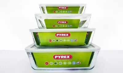Buy Pyrex Glass 4-Piece  Set Food Container Bowl Storable Baking Freezing Microwave • 37£
