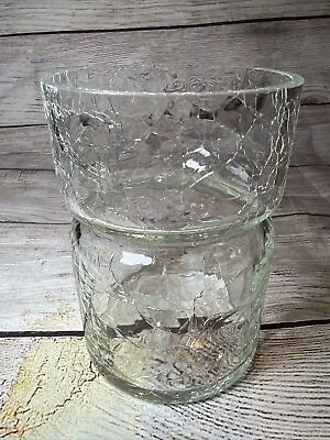 Buy Gorgeous Designs China Clear Crackle Glass Vase 5x3.5” Modern Hand Blown • 16.32£