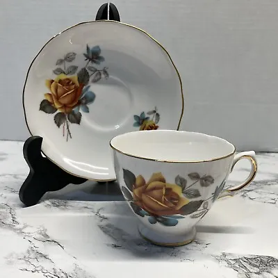 Buy Vtg Royal Vale Yellow Rose~Blue Cone Flower Teacup And Saucer England Bone China • 22.67£