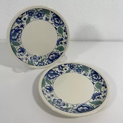Buy Staffordshire England Tableware 16cm Side Plates Pair Matching Blue Floral Rims • 9.99£