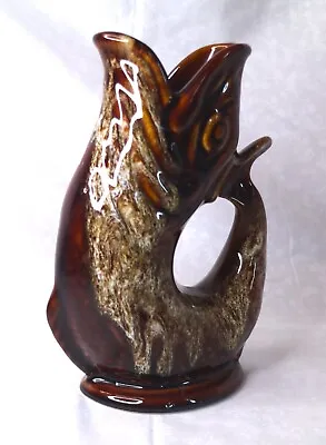 Buy Vintage Fosters Gurgle Glug Fish Vase Brown Studio Pottery  Size 2 • 15.46£