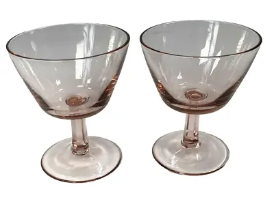 Buy Vintage Pink Depression Glass Cordials Brandy Stemware Glasses 3  Tall Set Of 2 • 28.79£