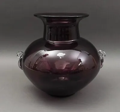 Buy Blenko USA Richard Blenko 2008 Signed Purple Plum Amethyst Handles Glass Vase • 369.12£