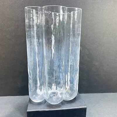 Buy Vtg Sea Glasbruk Rune Strand Pauline Signed 8” Clear Lobed Textured Glass Vase • 47.43£
