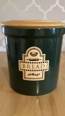 Buy Very Large Cloverleaf Pottery Bread Bin Storage Crock Lidded Forest Green • 20£