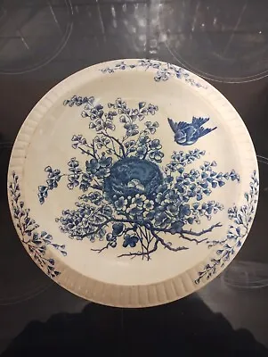 Buy Blue And Cream Victorian Bread Plate 11 Inches Used, Cracked Glaze Finish.  • 14£