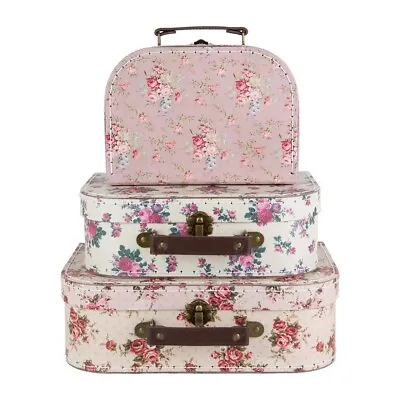 Buy Vintage Rose Suitcases - Set Of 3 - Sass And Belle - Home Deco • 25.99£