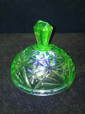 Buy Vintage Art Deco Green Vaseline/uranium Glass Trinket Dish Lid A/f • 3.99£