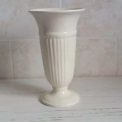 Buy Wedgwood Of Etruria Trumpet Vase Cream Edme Flute Ribbed Embossed H 22.5cm • 27.99£