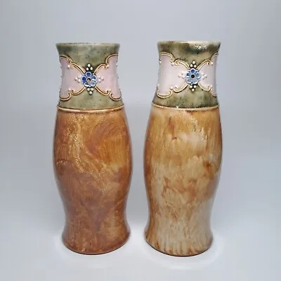 Buy Vintage 1920s Royal Doulton Lambeth Pair Of Stoneware Vases 8079 Art Nouveau 9  • 141.96£