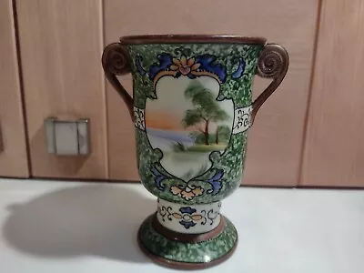Buy Antique Noritake Hand-Painted Enamelled Tree In A Meadow Urn Vase Komaru 1920's • 30£