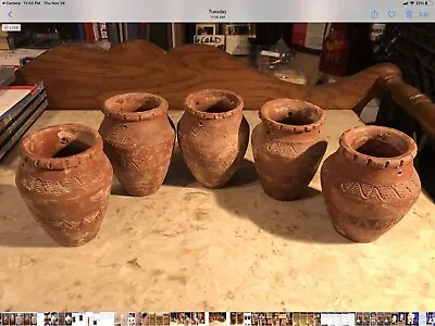 Buy 5 Antique Navajo Clay Thick Heavy Urn Style Pots Indian Old Old Old  Read Script • 150.85£