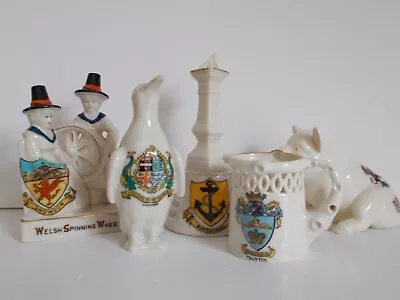 Buy CRESTED CHINA X 5 INC. WELSH SPINNING WHEEL, PENGUIN,PIG • 14.99£