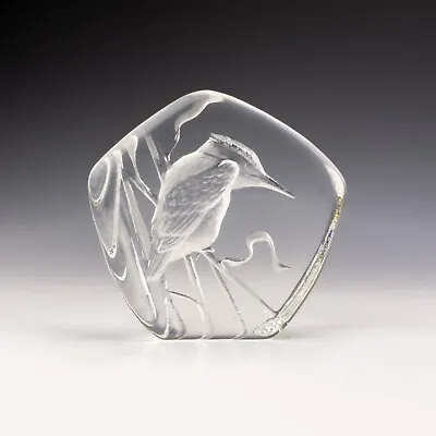 Buy Mats Jonasson - Reverse Decorated Kingfisher - Swedish Studio Glass Paperweight • 9.99£