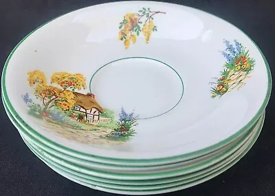 Buy Set Of 6 Vintage English James Kent Ltd Sunnyside Thatched Cottage Dessert Bowls • 15£