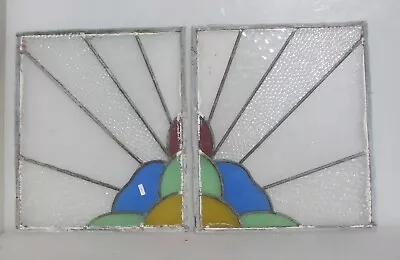Buy Vintage Stained Glass Window Panel Leaded Old Antique Pair 19 X16.25  • 60£