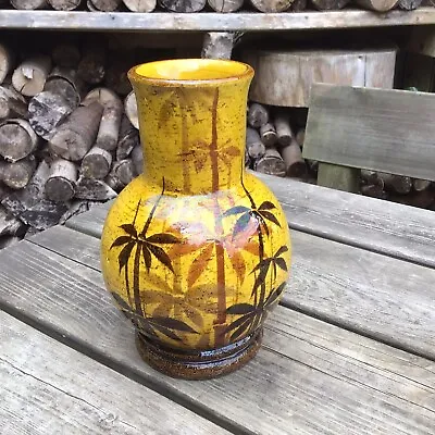 Buy Vintage Retro MidCentury Bitossi Mustard Yellow & Brown Bamboo Textured Vase • 75£