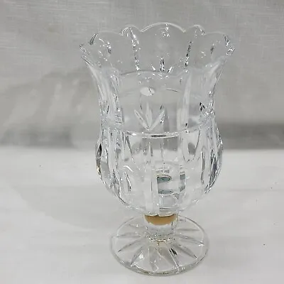 Buy Large Heavy Candle Holder 7 Inch Block Poland 24% Crystal Cut Glass Hurricane • 21.73£