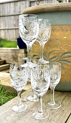 Buy Six Royal Brierley Crystal Cornflower Sherry Glasses 5 1/8  • 39£