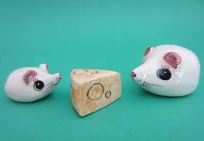 Buy 2 Vintage Philip Laureston Mice / Mouse With Cheese Miniature Pottery Animals • 12£