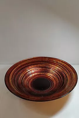 Buy Unbranded Large Copper  Fruit Bowl 12  Diameter Spiral Colouring Glass • 6.99£