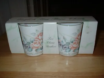 Buy New Boxed Pair Of Staffordshire China Mugs - Very Pretty Design • 7.99£